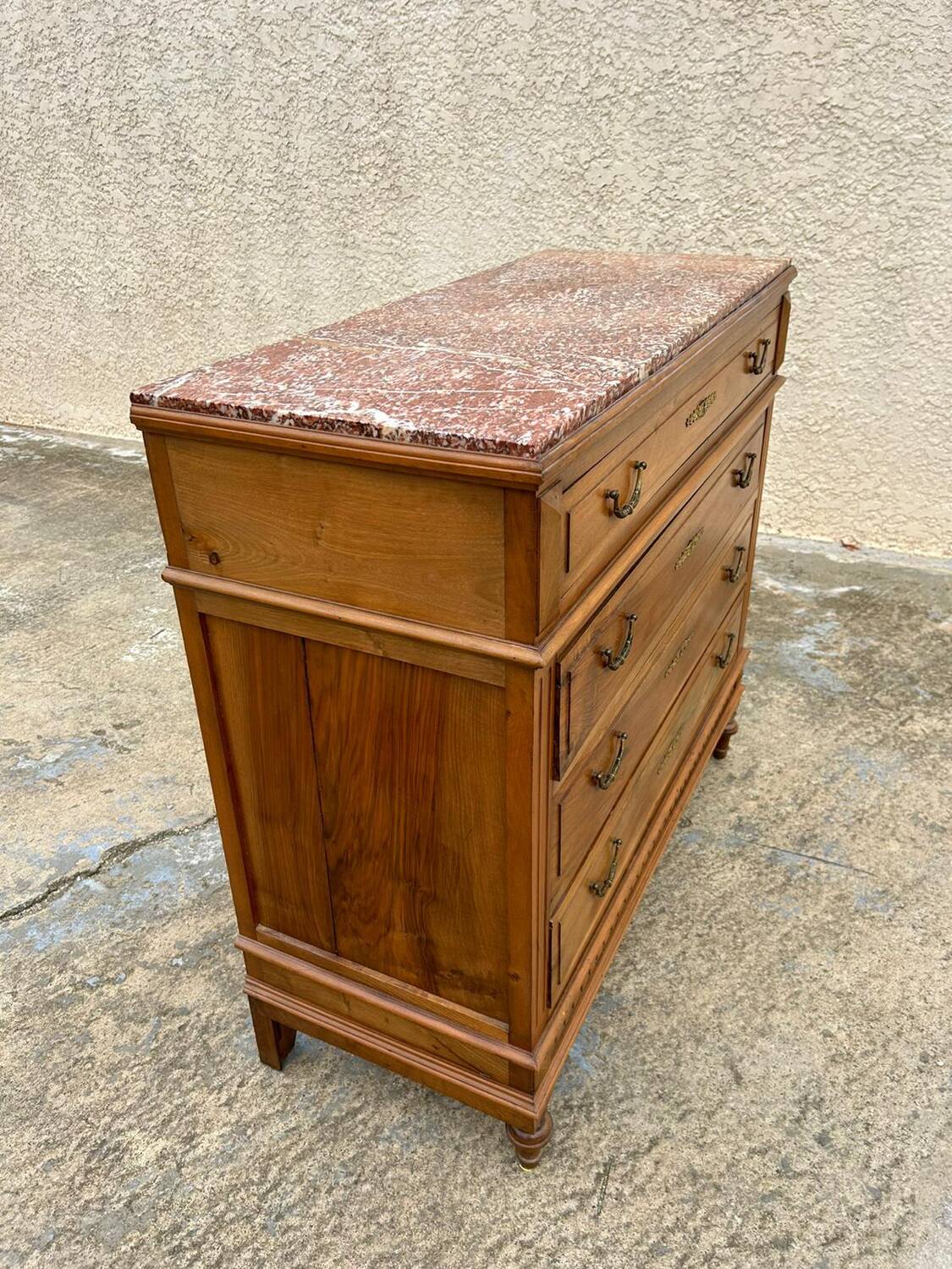 Louis XVI style chest of drawers with marble top