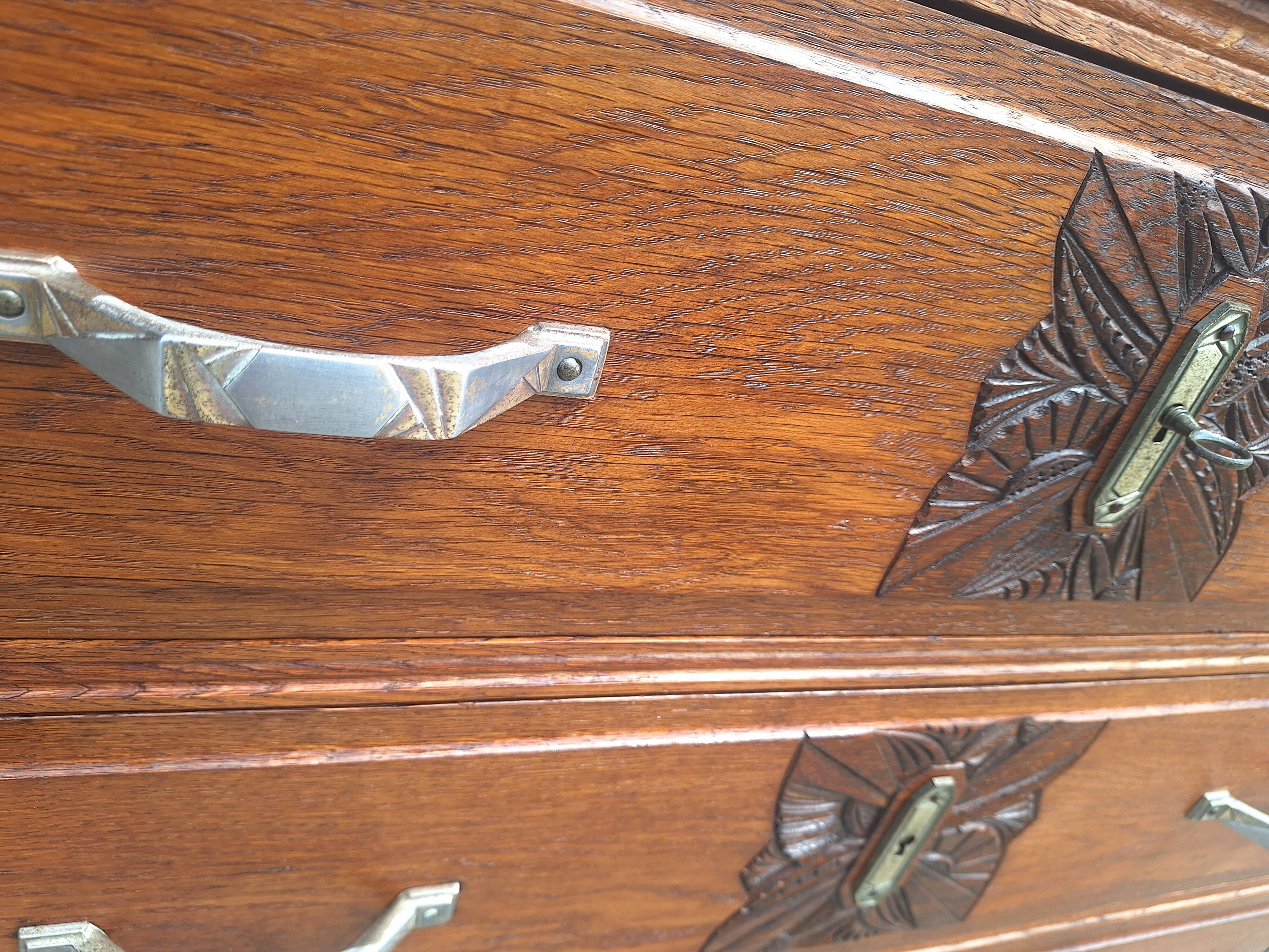 Large Art Deco chest of drawers, vintage antique furniture.