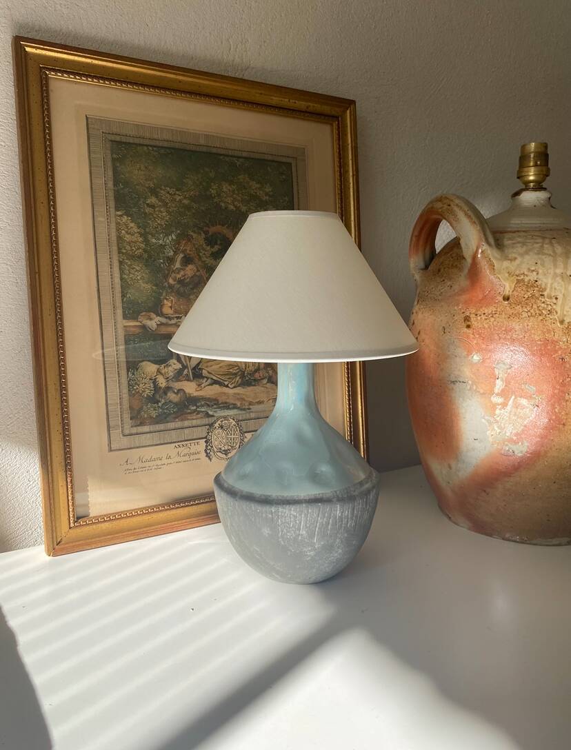 Ceramic lamp base, 2m fabric cable