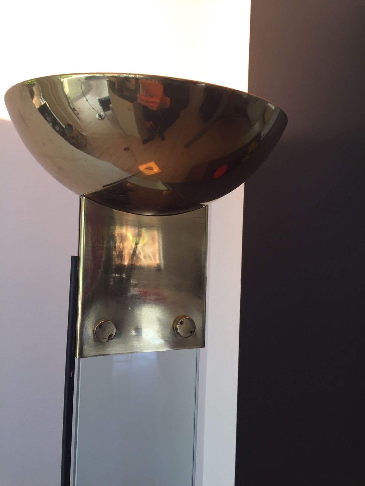 Glass and brass floor lamp by Max Baguara for Lamperti, Italy, 1970s