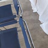 Set of 2 Vintage Mart Stam Style S34 Chair: Blue Leather, Bauhaus Design