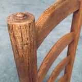 Rustic Oak and Rush High Ladder Back Dining Chairs, Belgium, 1950s, Set of 6