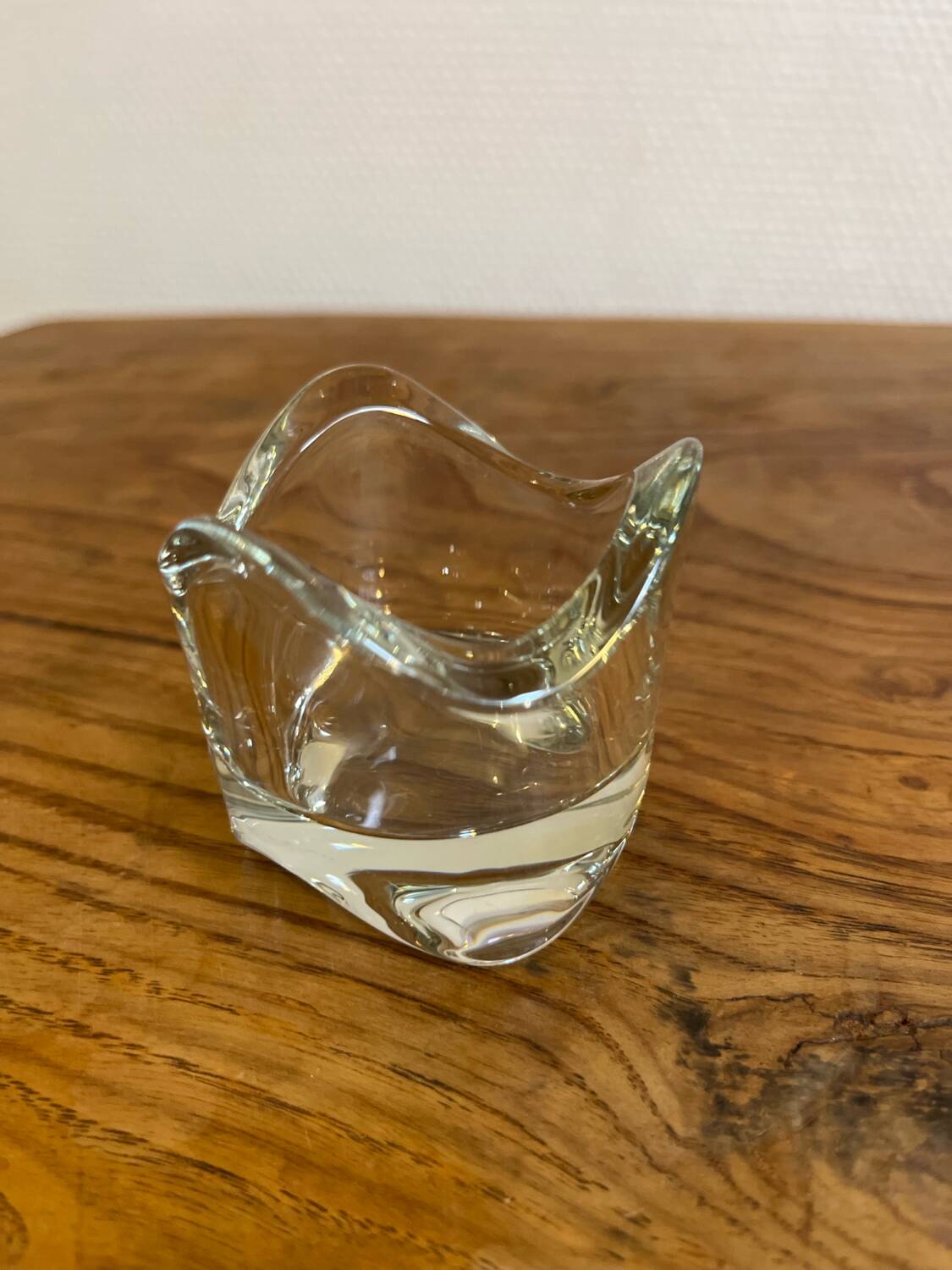 Trio of thick glass tea light candle holders