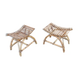 Paire de repose pieds pour fauteuils en rotin vintage