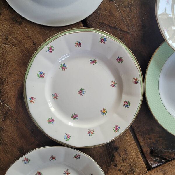​10 Assiettes Plates Dépareillées Digoin & St Amand