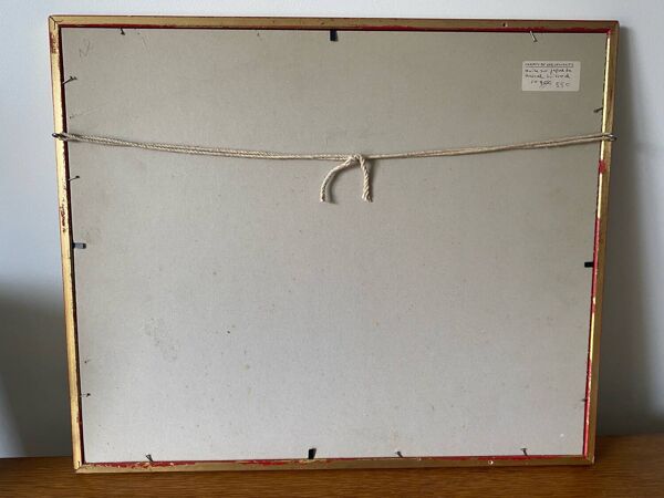 Tableau huile sur papier marcel juillard champs coquelicot cadre bois