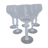 Set of six crystal wine glasses