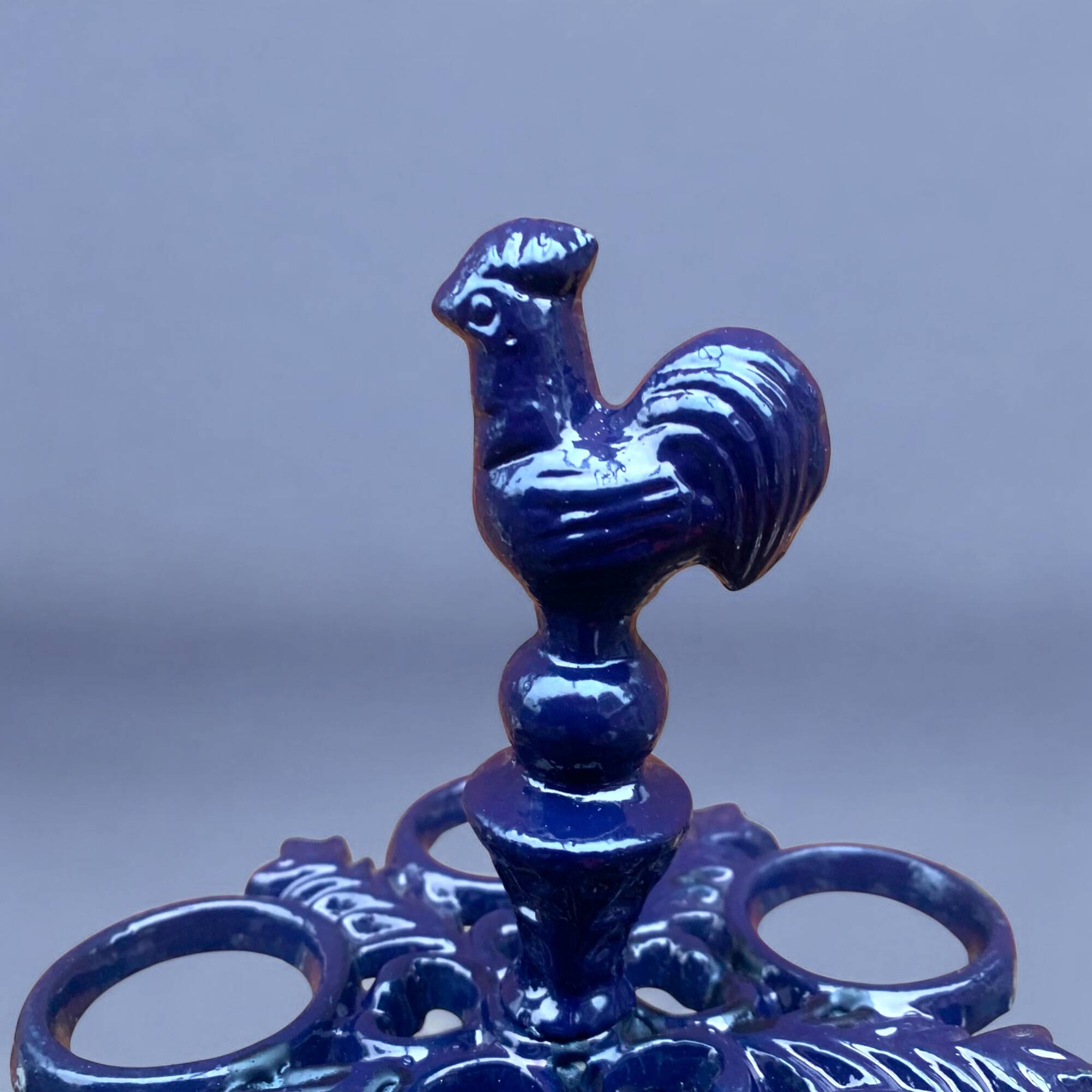 Old egg display - enameled cast iron rooster