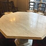 Octagonal travertine dining table