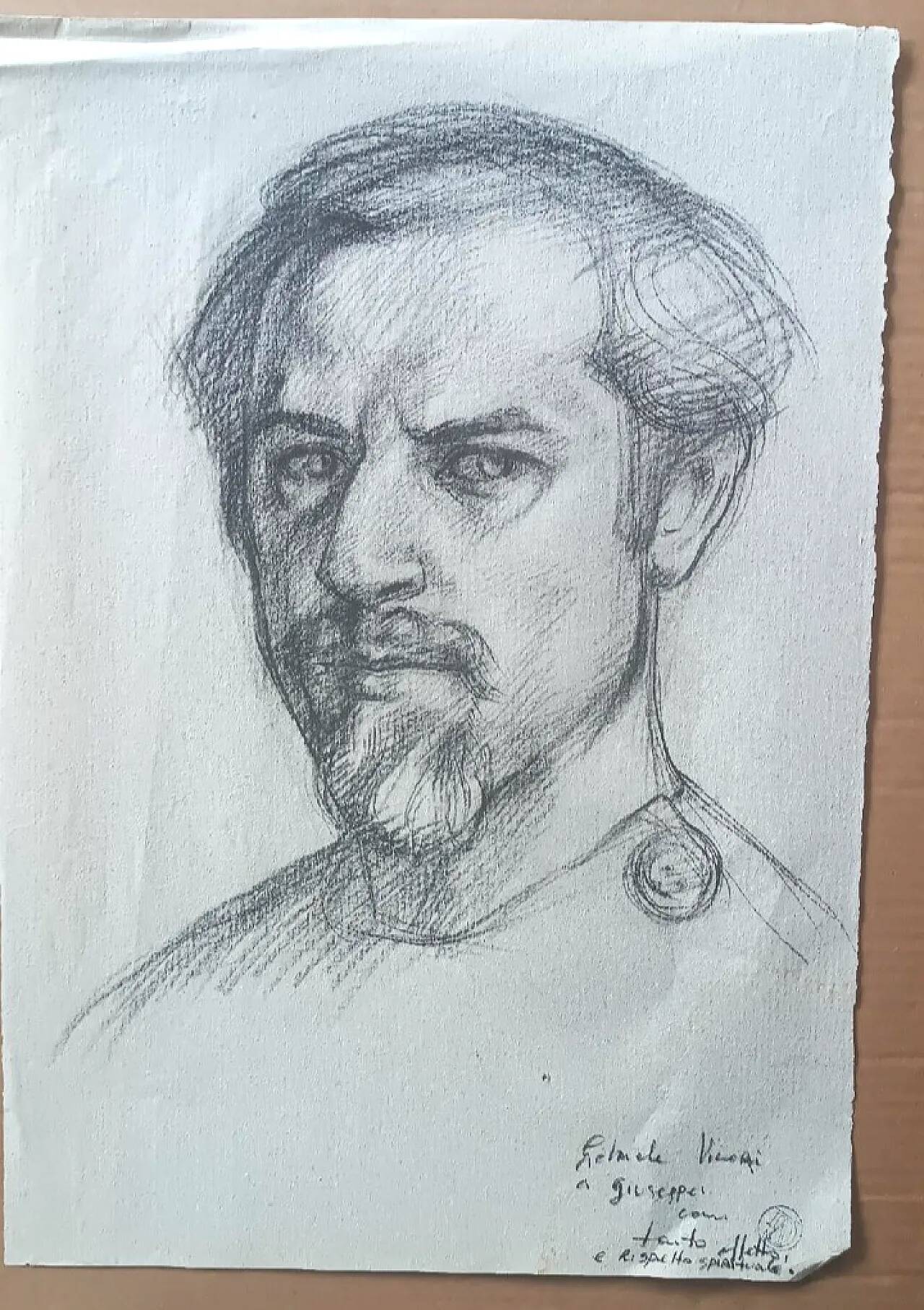 Portrait by Gabriele Vicari, pencil on paper, 1970s