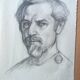 Portrait by Gabriele Vicari, pencil on paper, 1970s