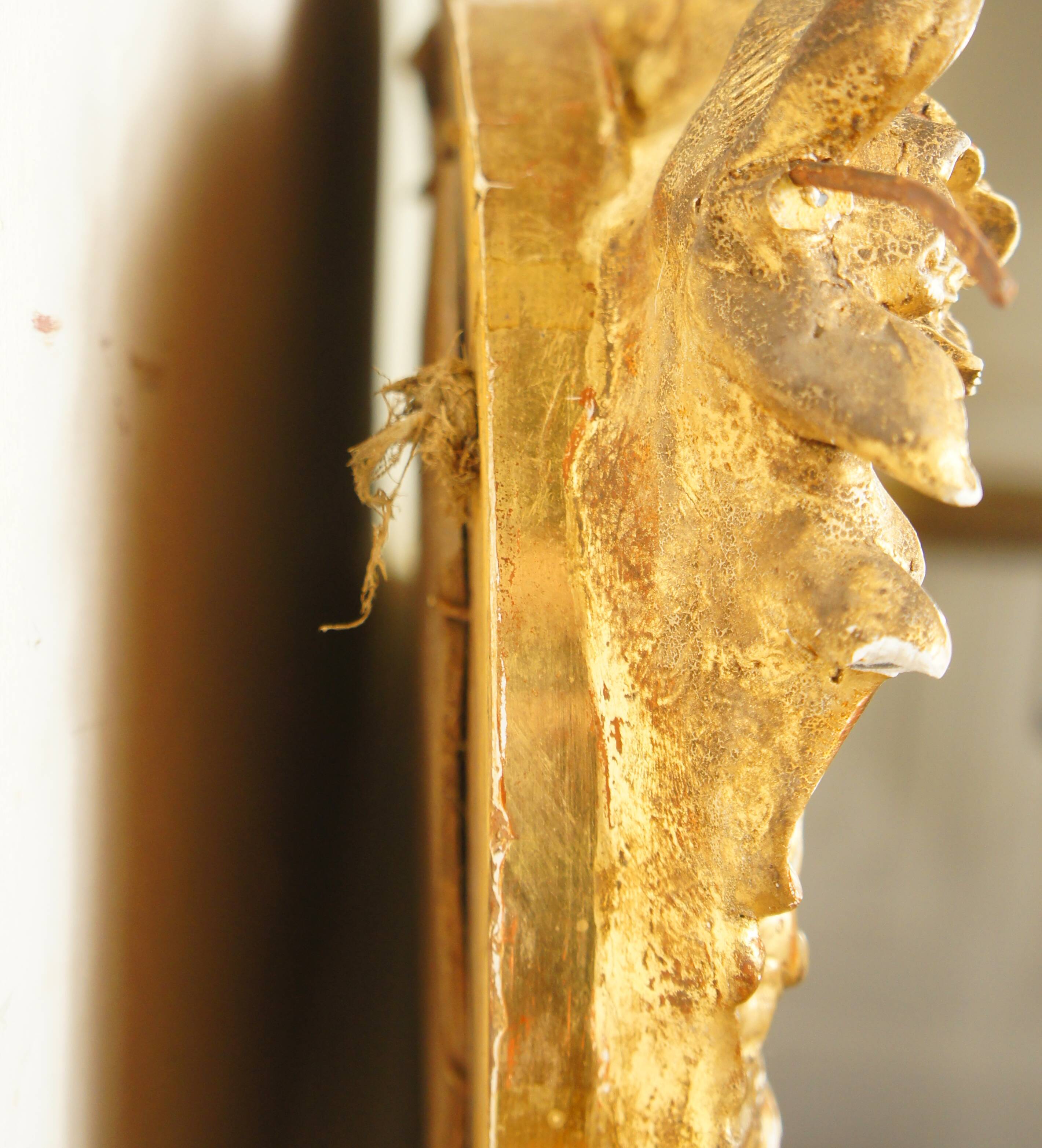 Miroir de style Louis XV doré feuille d'or, XIXe siècle - 142x90