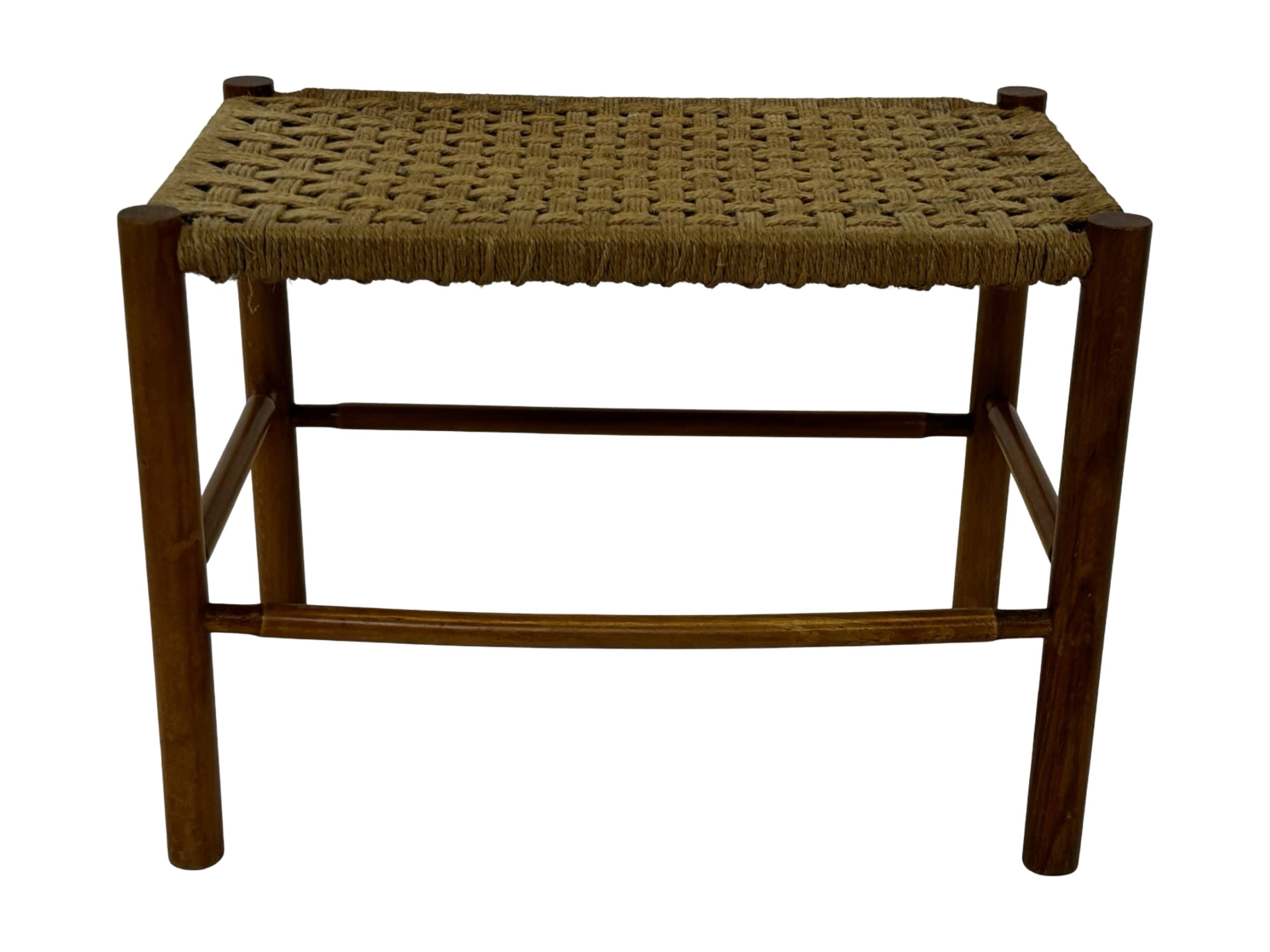 Vintage Stool Danish Papercord Rope small Stool Mid Century