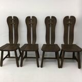 Set of 4 Belgian Brutalist Dining Chairs from De Puydt, 1970’s