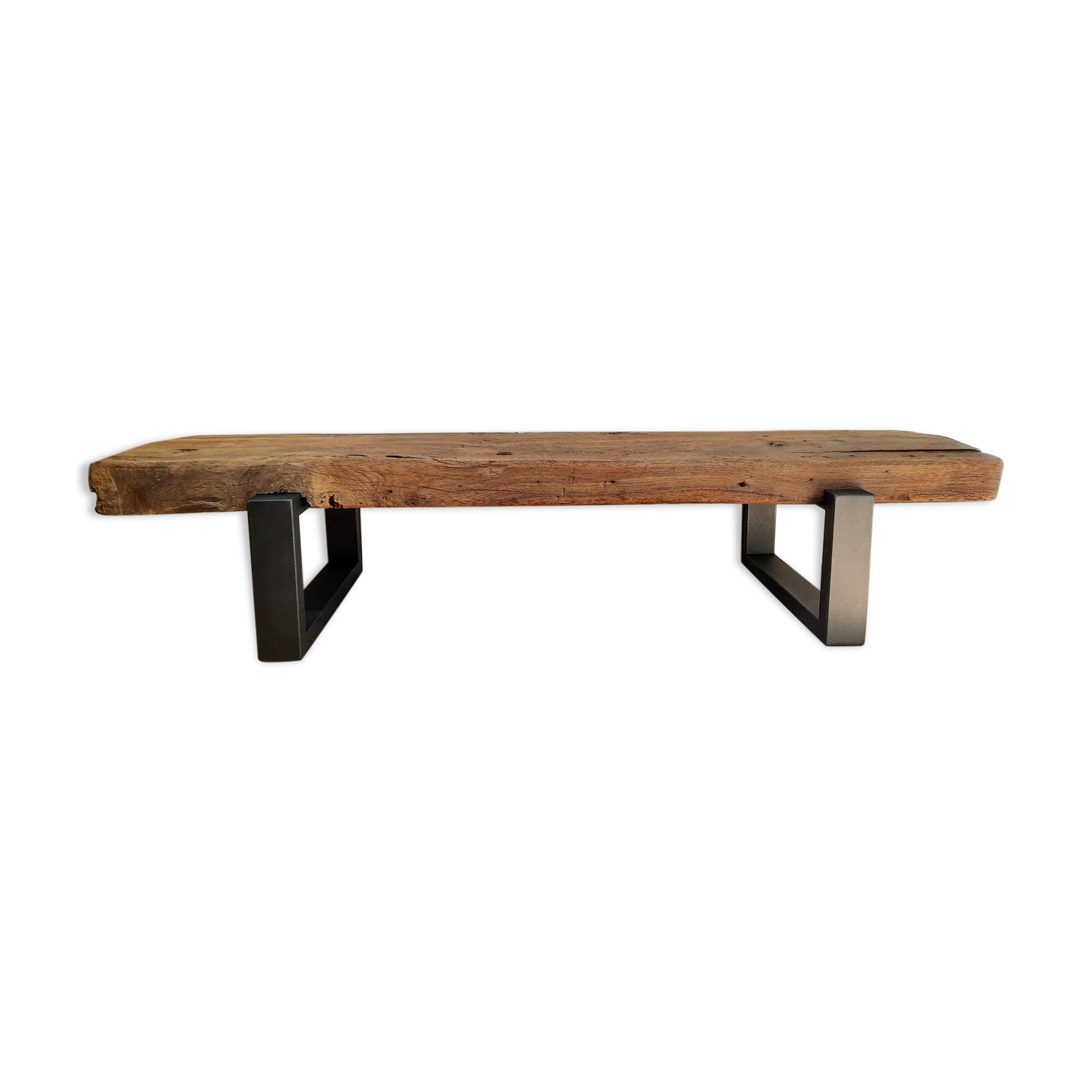 Low industrial style furniture in oak