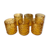 6 amber Pernod glasses