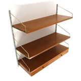 Teak and metal wall shelf, Sweden, 1950s