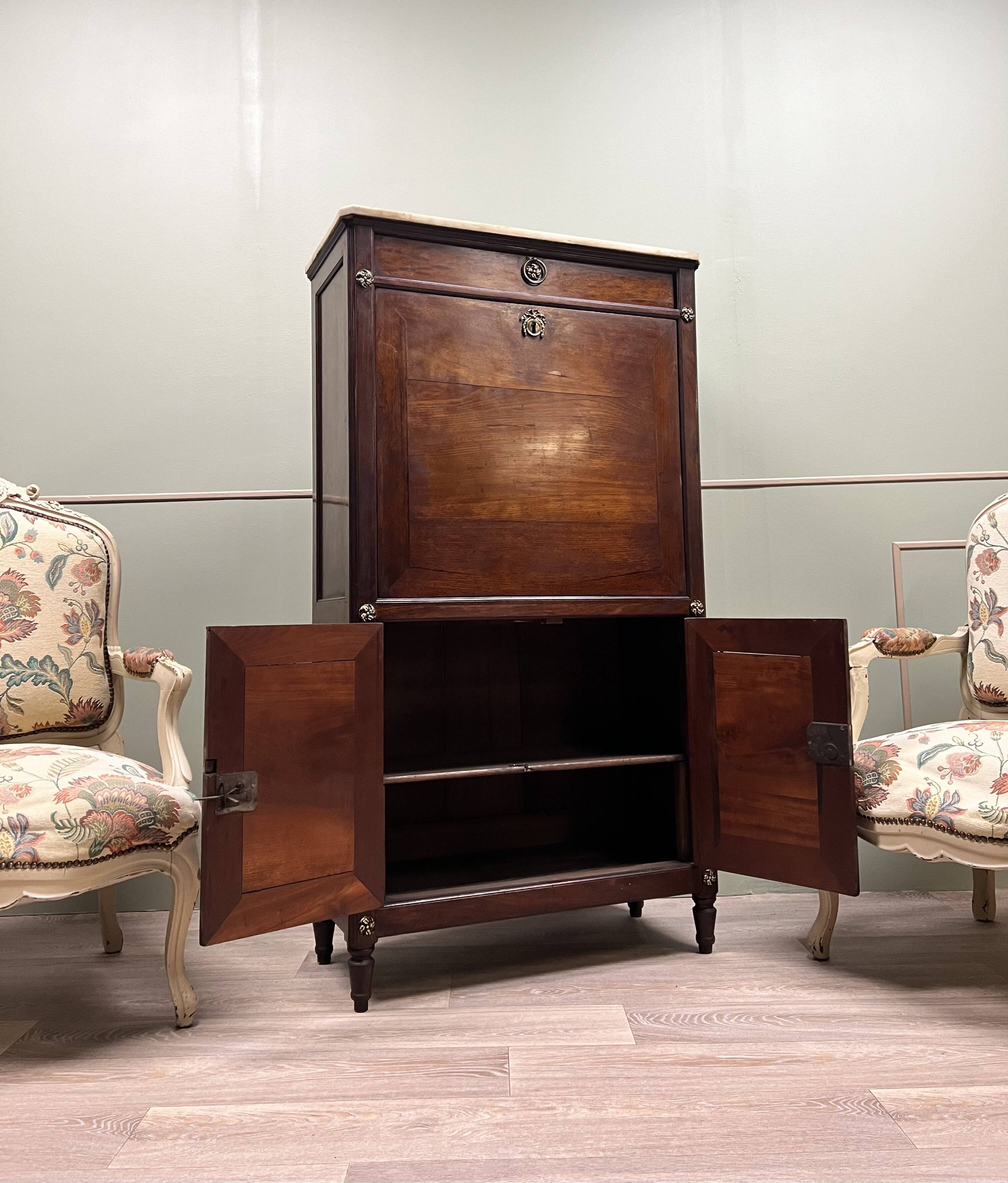 Étienne avril right secretary in mahogany louis xvi period stamped xviii eme century flag