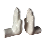 Pair of vintage bookends Ceramic hands