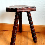 Hexagonal brutalist tripod stool