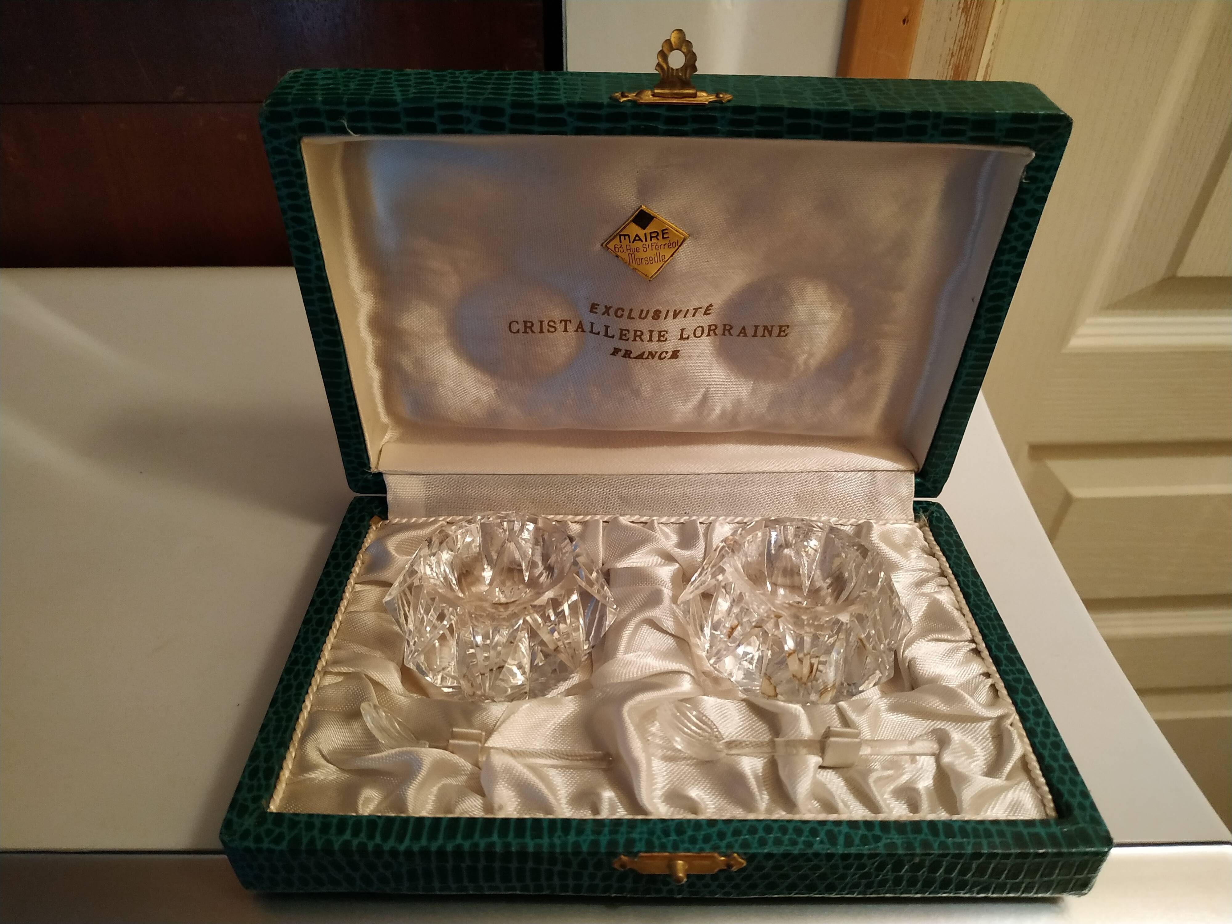Paire de salerons en cristal de Lorraine