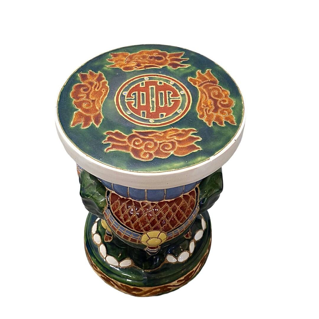 Vintage Chinese ceramic elephant plant stand – 1970s