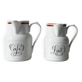 Set of two milk and coffee pitchers APILCO Porcelaine d'Auteuil Paris