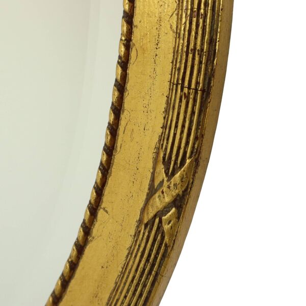 Miroir ovale à facettes françaises avec nœud classique 51 cm