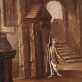 Antique Italian painting from the 18th century, Architectural Capriccio