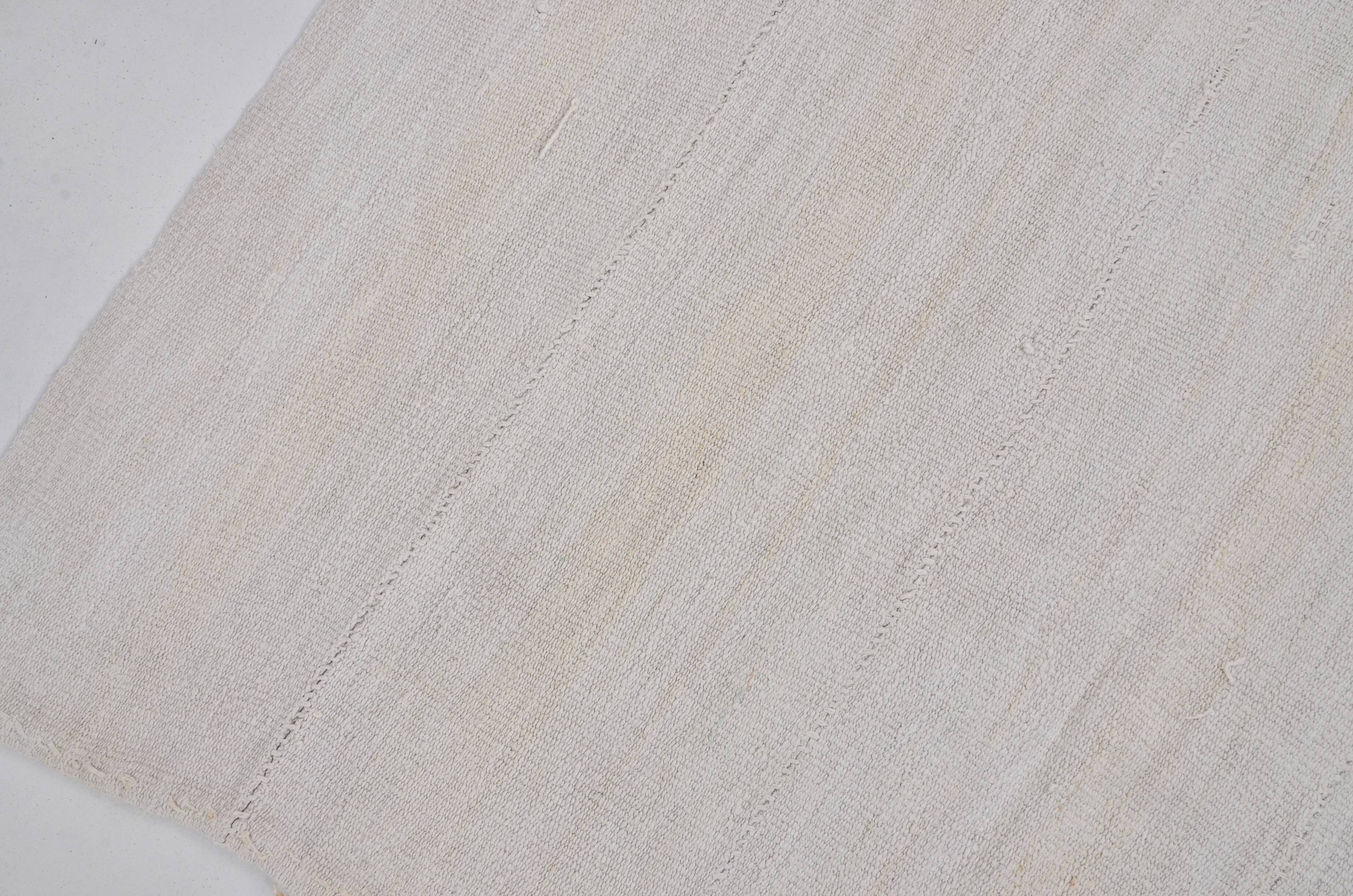 White Anatolian Handwoven Hemp Rug sku 3653