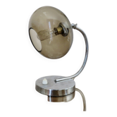 Lampe en métal chromé et verre ambré made in Italy 1970