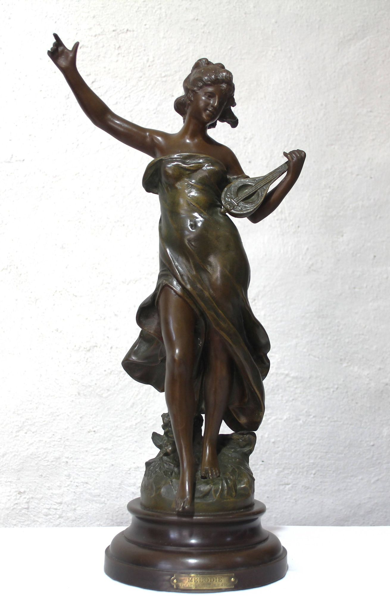 Ancient statue in bronze "Melody" after Auguste Moreau – Art Nouveau