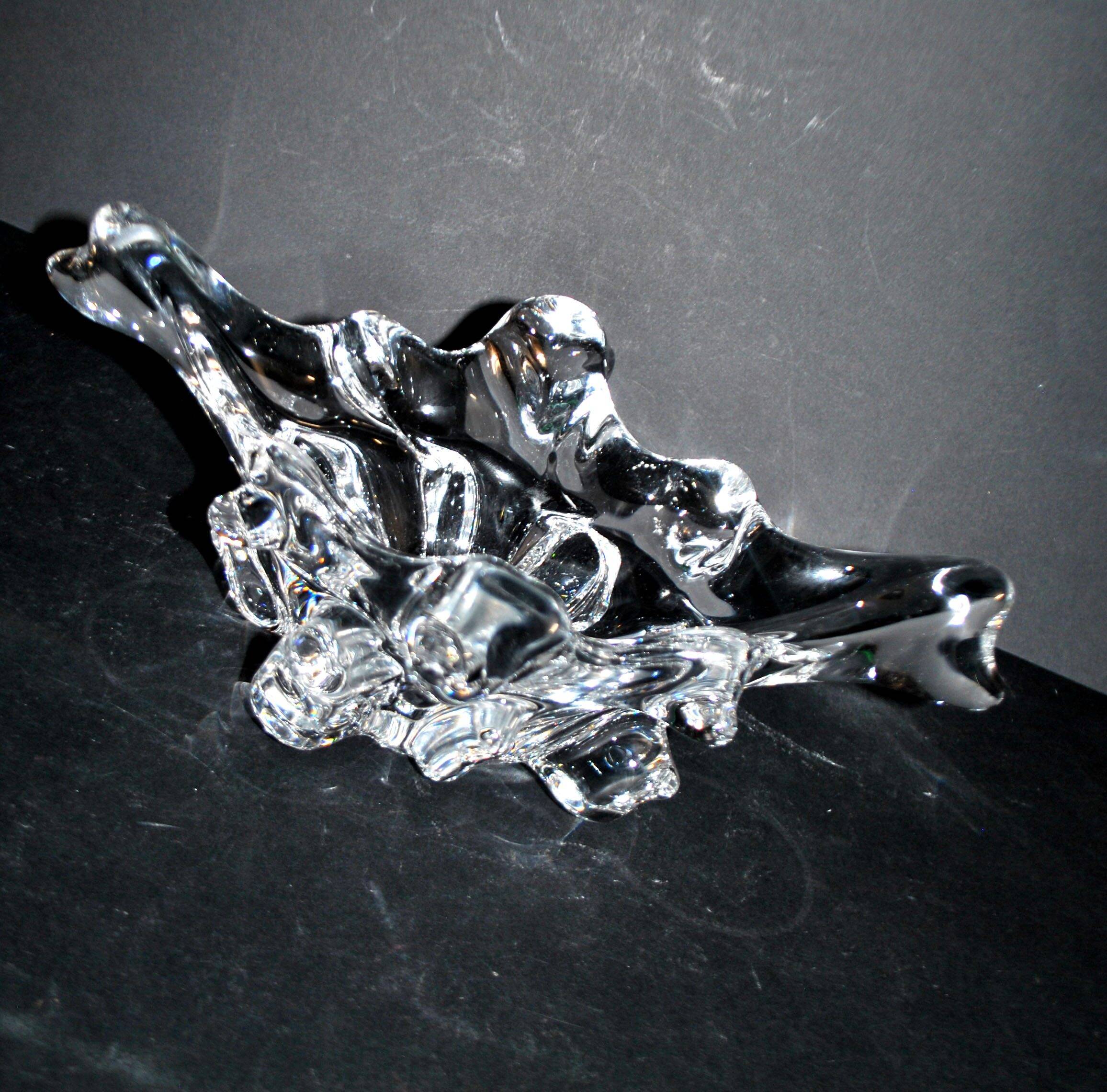1960 design empty pocket coupe in free-form moulded crystal by Daum
