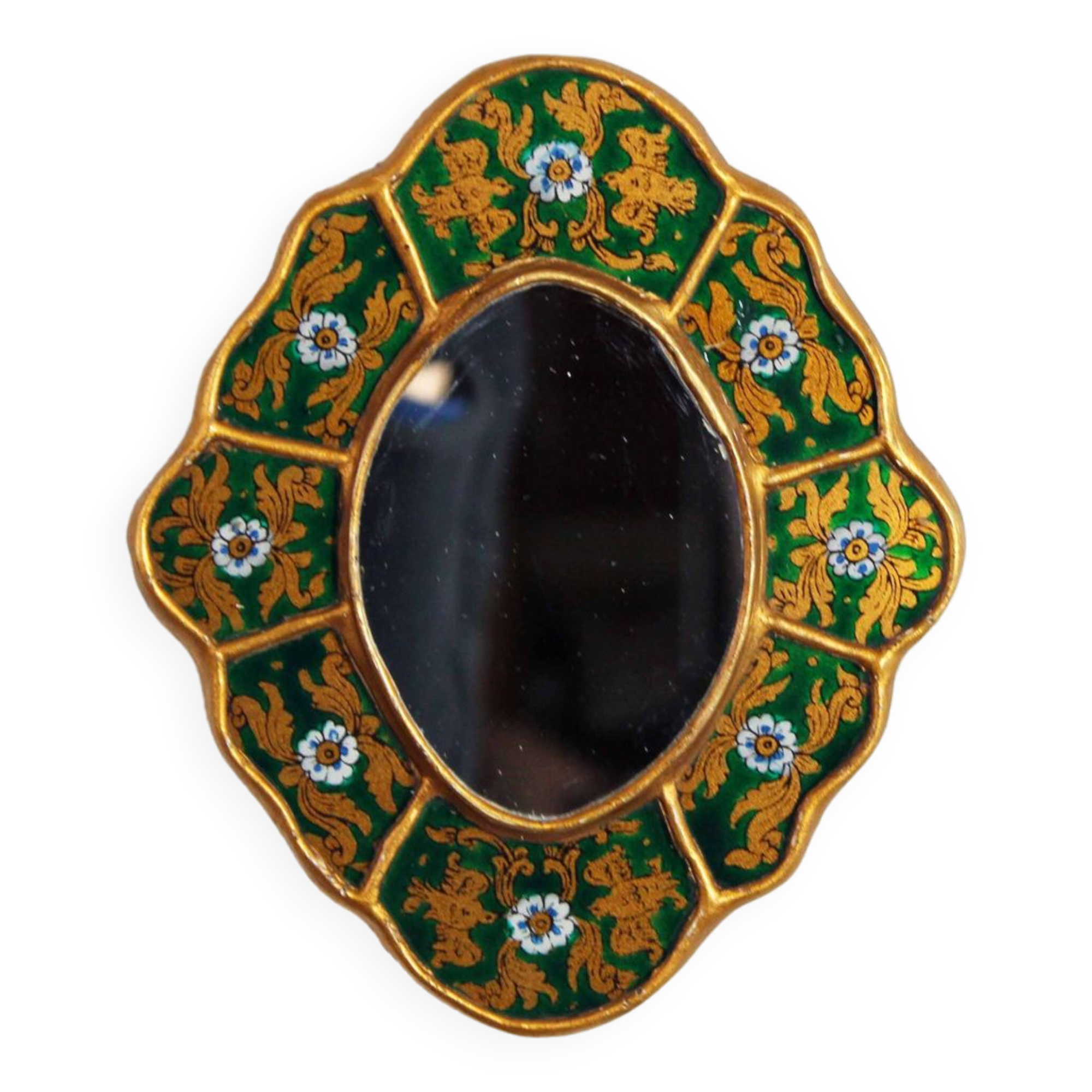 Golden mirror with decor