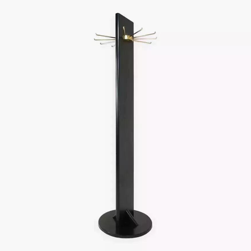 Swivel coat rack in black lacquered wood and brass