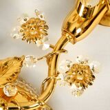 1970s brass crystal glass floral wall lamp by Ernst Palme unused condition