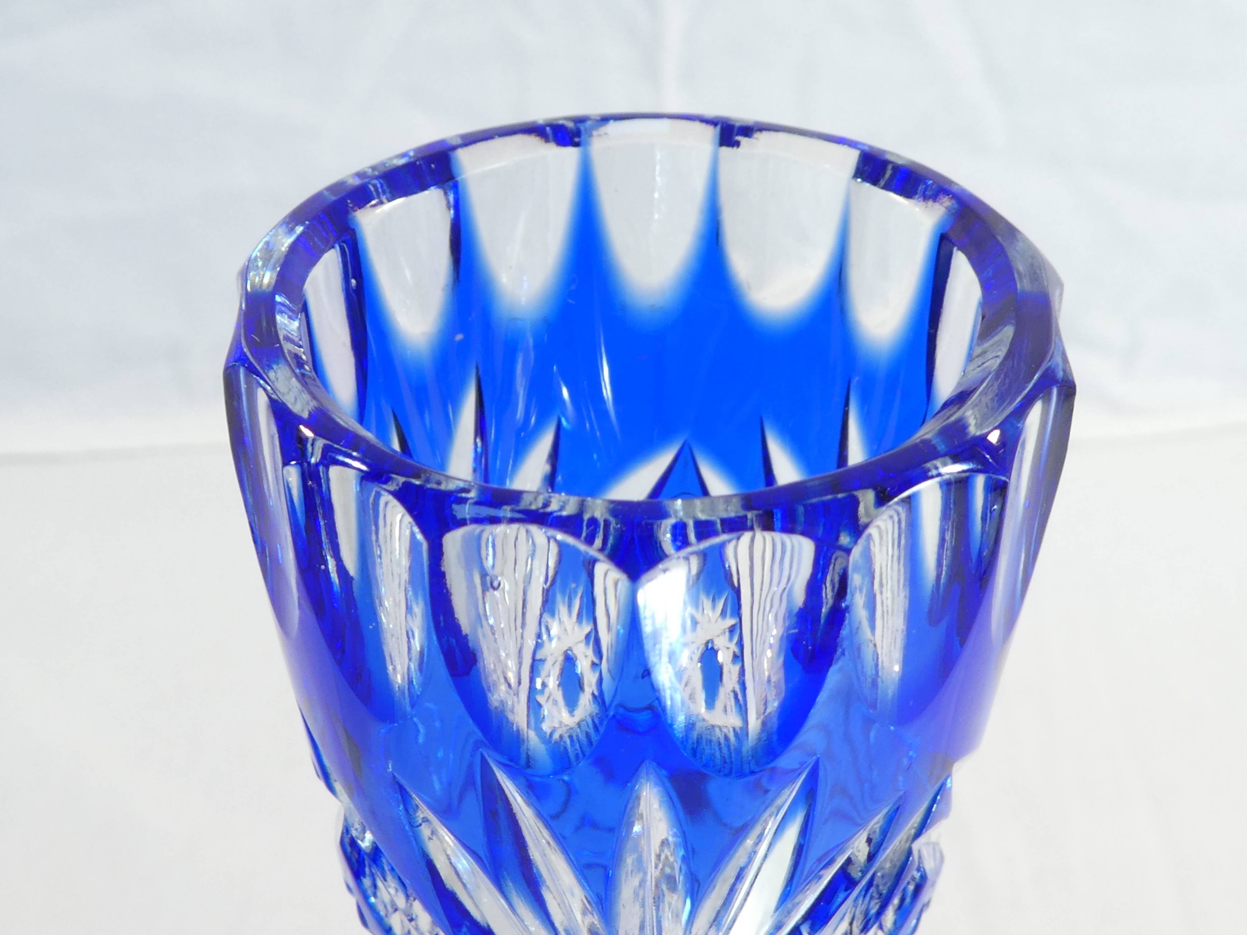 Crystal blue crystal vase from