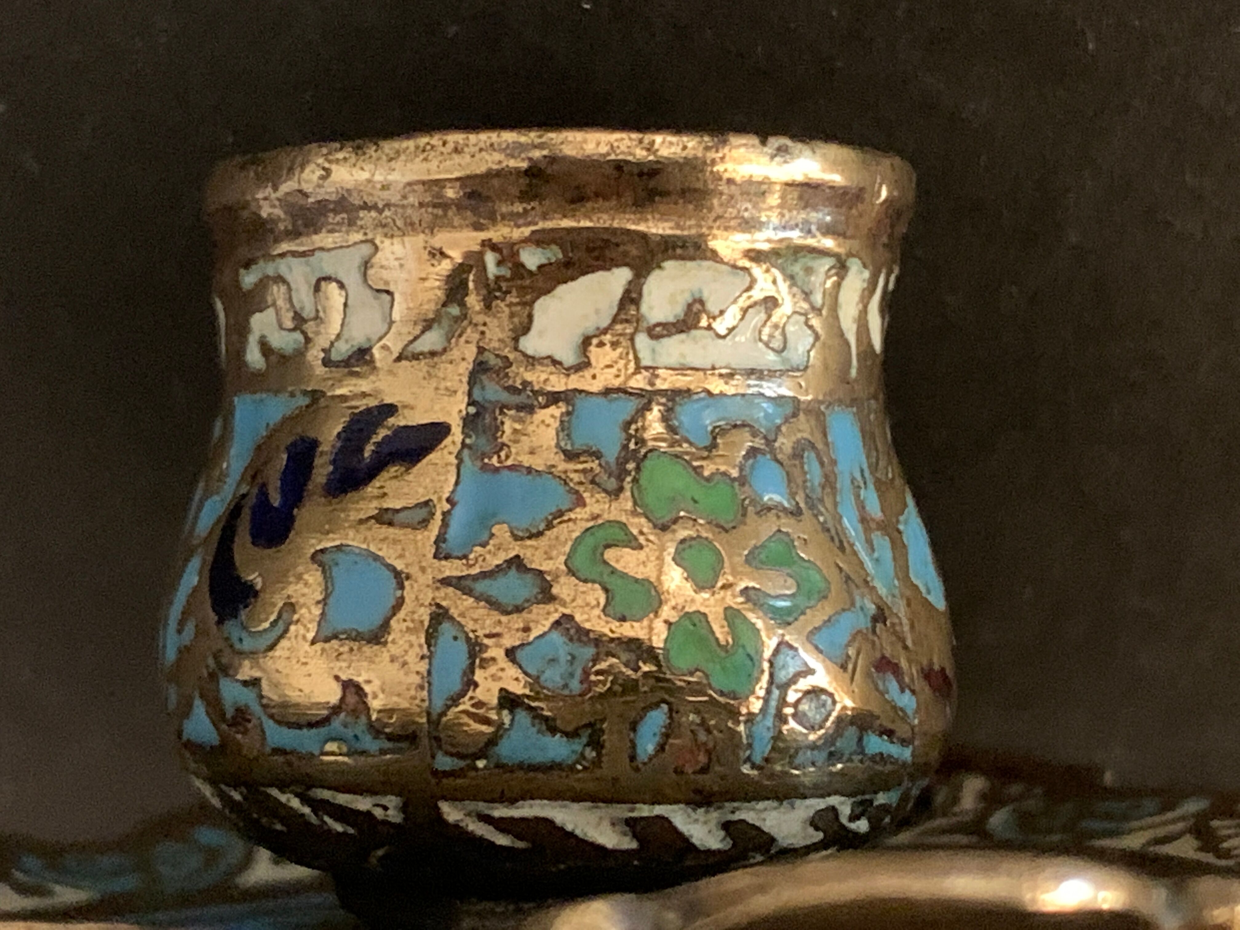 Bronze candlestick and napoleon III partitioned enamels