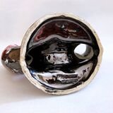 Vintage artisanal two-tone earthenware candle holder Vallauris France