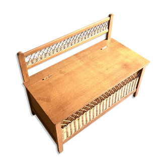 Wooden chest and rattan