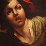 Antique French painting from the 18th century, portrait of a soldier