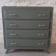 Vintage dark green gray chest of drawers