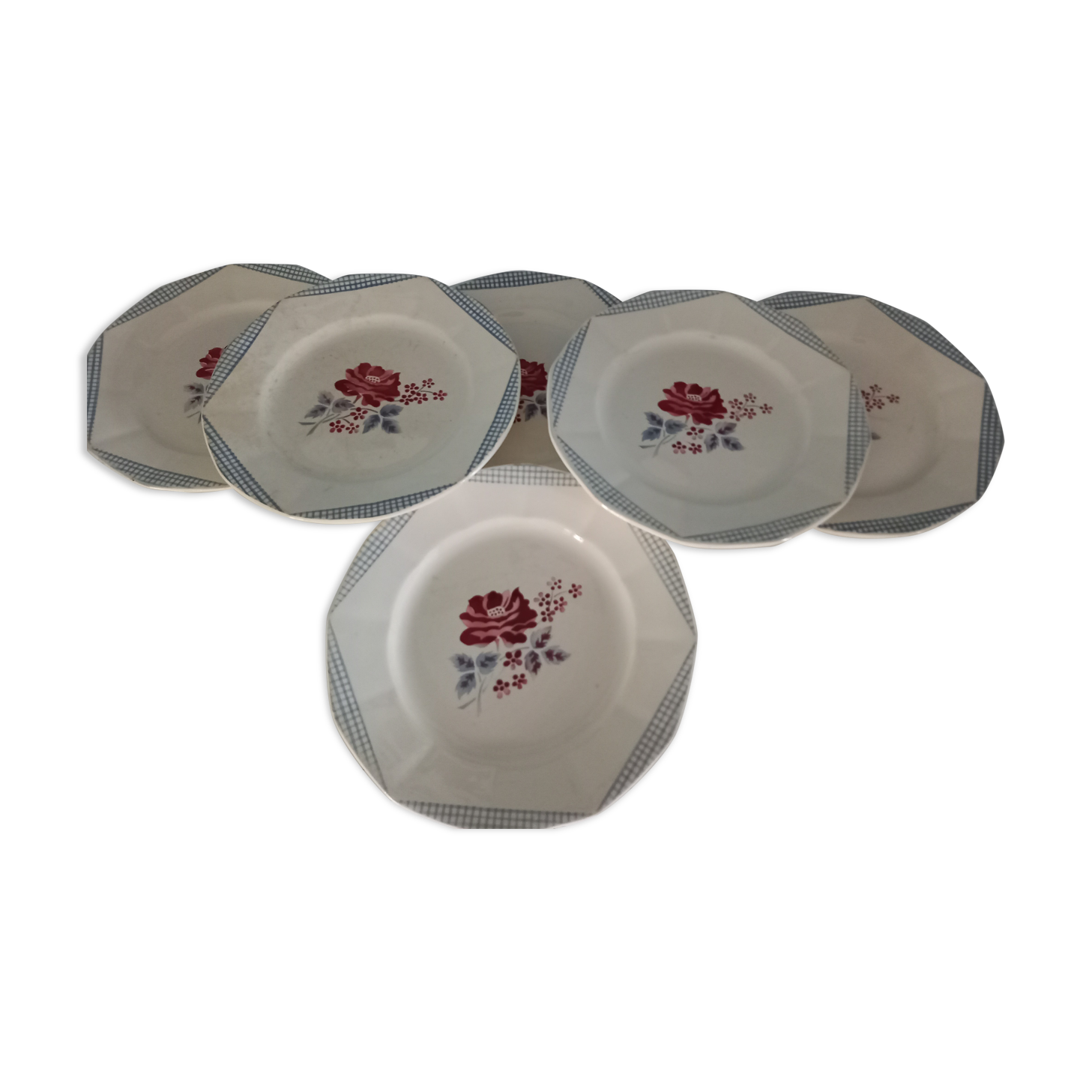 Lot of 6 flat plates Digoin Sarreguemines