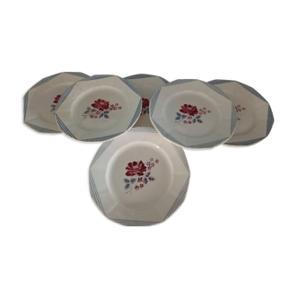 Lot de 6 assiettes plates Digoin Sarreguemines