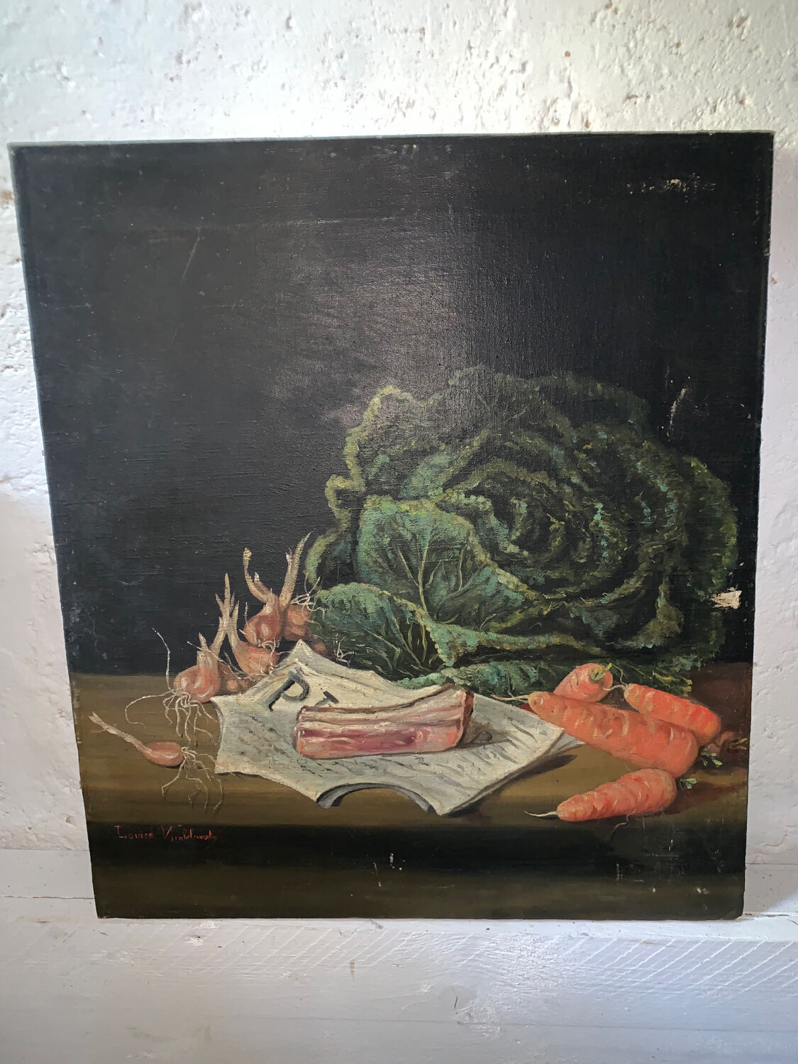 Still life with cabbage old painting