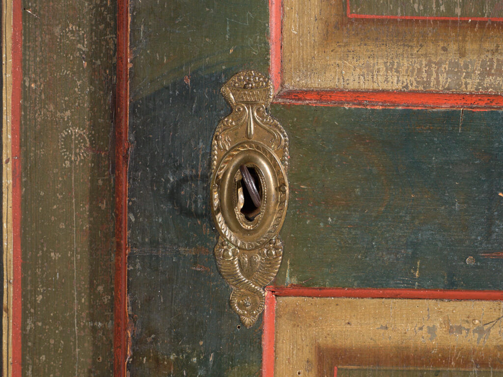 Painted folk art wardrobe, Central Europe, dated 1814.