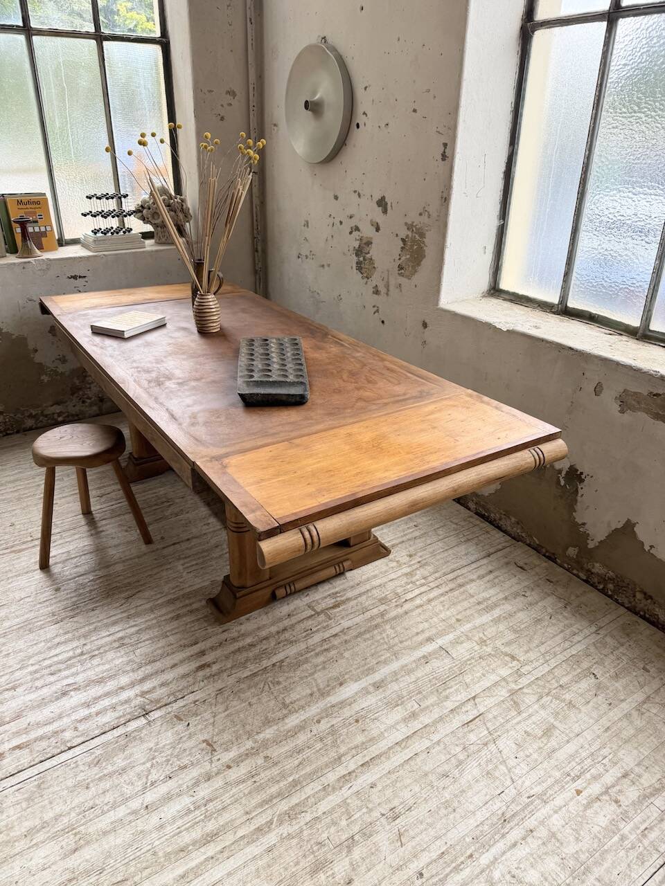 Table de repas chêne 1940 Dudouyt 240cm