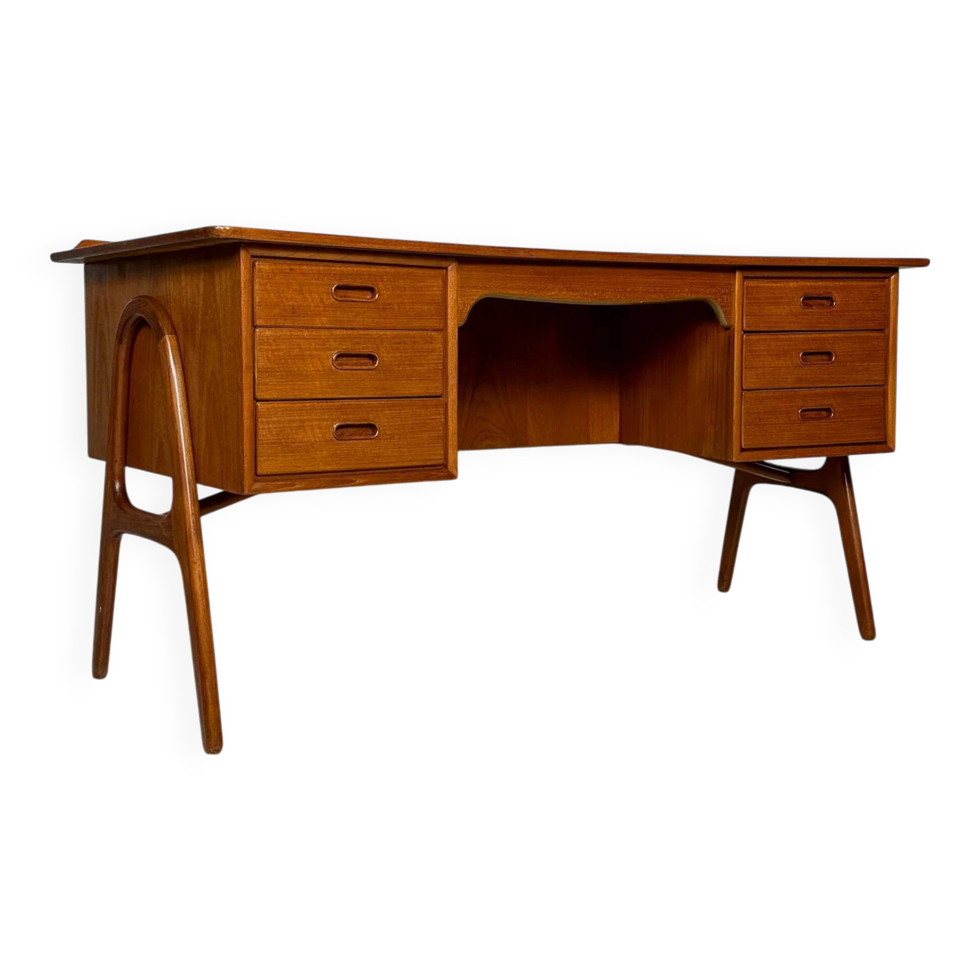 1960s Vintage Curved Teak Writing Desk by Svend Aage Madsen