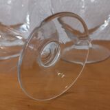 Set of 8 old glasses on foot chiseled decoration