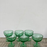 6 ice cups or stemware in vintage green glass